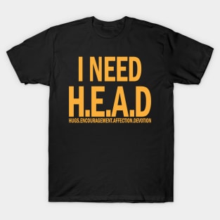 I Need Head Hugs Encouragement Affection Devotion T-Shirt